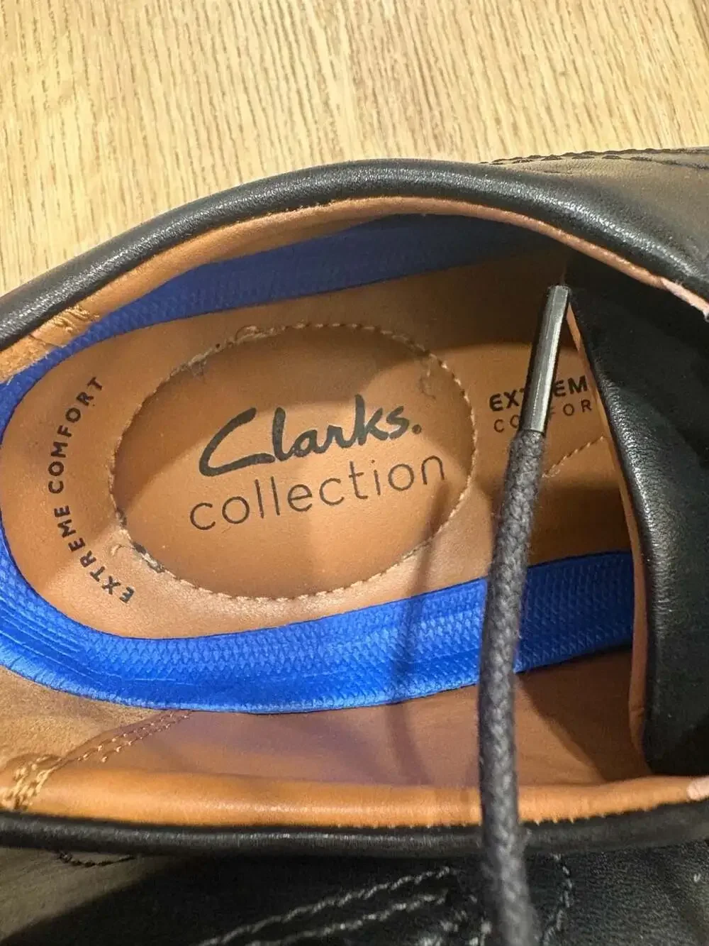 Clarks Collection Extreme Comfort Men’s Black Leather Cap Toe Oxford Dress Shoes